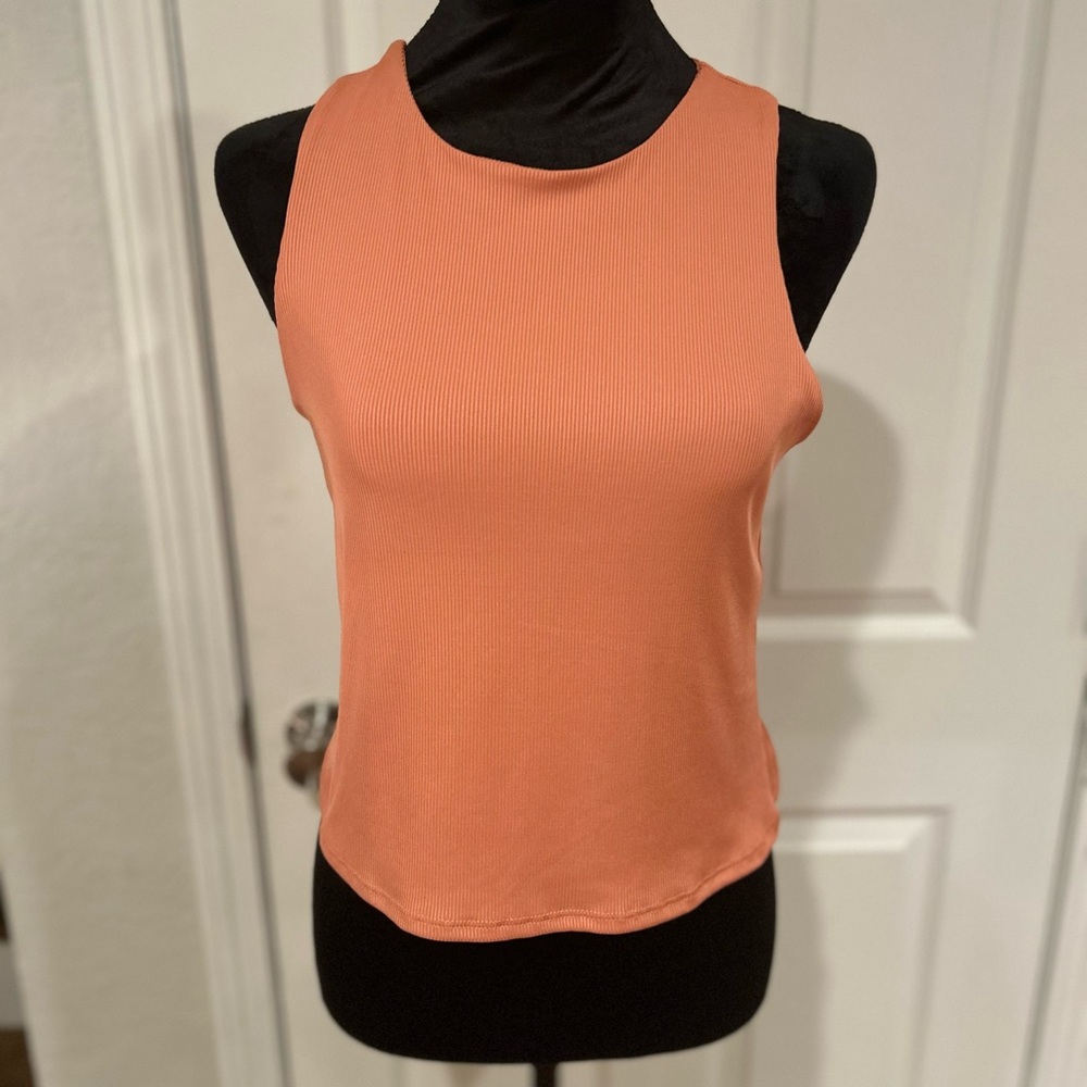 Originality Apricot Ribbed Sleeveless Crop Top Size Medium